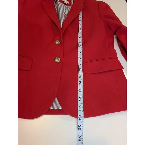 J.Crew Blazer Sz 4 Wool Blend Jacket Red Lined Corpcore Career Academia Preppy - Picture 7 of 9